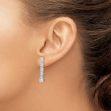 Sterling Silver Rhodium-plated Polished CZ Post Dangle Earrings - QE-8C200E3B-4598