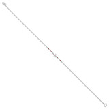Sterling Silver Rhodium-plated Polished CZ Red Enamel Bead Cross Anklet