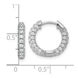 Sterling Silver Rhodium-plated Polished CZ Round Hinged Hoop Earrings - QE-AE746E95-7869