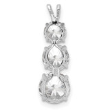 Sterling Silver Rhodium-plated Polished CZ Round Shaped 3 Stone Pendant