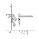 Sterling Silver Rhodium-plated Polished CZ Seahorse Post Earrings