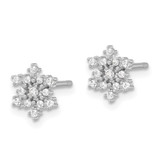Sterling Silver Rhodium-plated Polished CZ Snowflake Post Earrings - QE-6EA077EF-4876