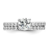 Sterling Silver Rhodium-plated Polished CZ Solitaire Size 6 Engagement Ring and Wedding Band Set