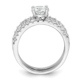 Sterling Silver Rhodium-plated Polished CZ Solitaire Size 7 Engagement Ring and Wedding Band Set