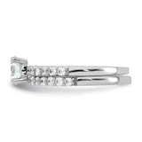 Sterling Silver Rhodium-plated Polished CZ Solitaire Size 8 Engagement Ring and Wedding Band Set