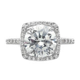 Sterling Silver Rhodium-plated Polished CZ Square Halo Ring - QR-12667DC2-7400