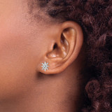 Sterling Silver Rhodium-plated Polished CZ Star Post Earrings - QE-E6227606-2239