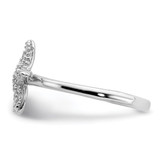 Sterling Silver Rhodium-plated Polished CZ Starfish Ring - QR-BB9B1EA2-8104
