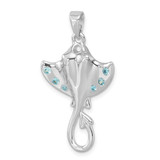 Sterling Silver Rhodium-plated Polished CZ Sting Ray Pendant