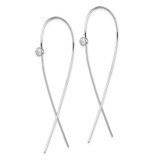 Sterling Silver Rhodium-plated Polished CZ Threader Earrings - QE-6710F9B9-2438