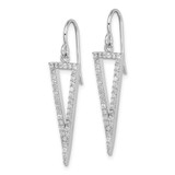 Sterling Silver Rhodium-plated Polished CZ Triangle Dangle Earrings