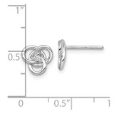 Sterling Silver Rhodium-plated Polished CZ Trinity Knot Post Earrings