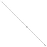 Sterling Silver Rhodium-plated Polished CZ Turtle 9 inch with a 2 inch extention Anklet