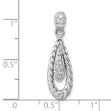 Sterling Silver Rhodium-plated Polished CZ Twisted Teardrop Pendant