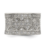 Sterling Silver Rhodium-plated Polished CZ Vintage Ring - QR-C24B173F-1100