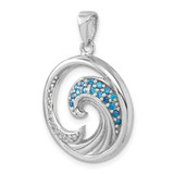 Sterling Silver Rhodium-Plated Polished CZ Wave Pendant - PL-3CF19D37-3143