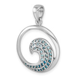 Sterling Silver Rhodium-Plated Polished CZ Wave Pendant - PL-C6DC41DA-3221