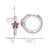 Sterling Silver Rhodium-plated Polished Dark Pink CZ Earrings