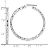 Sterling Silver Rhodium-plated Polished Diamond-cut Twist 2mm Hoop Earrings - QE-28C22CC6-2783
