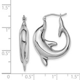 Sterling Silver Rhodium-plated Polished Dolphin Round Hoop Earrings - QE-11FC2628-4930