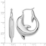 Sterling Silver Rhodium-plated Polished Dolphin Round Hoop Earrings - QE-54B0E764-2142