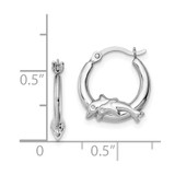 Sterling Silver Rhodium-plated Polished Dolphin Round Hoop Earrings - QE-66EE4BAE-5294