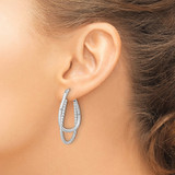 Sterling Silver Rhodium-plated Polished Double Oval Hoop Earrings - QE-1448BC92-5866
