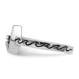 Sterling Silver Rhodium-Plated Polished Double Wave Crystal Inlay Ring - PL-A32B90EE-9059