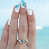 Sterling Silver Rhodium-Plated Polished Double Wave Crystal Inlay Ring - PL-F81F7DB7-7103