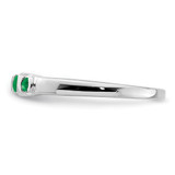Sterling Silver Rhodium-plated Polished Emerald 3 Stone Ring - QR-45E71FA9-4202