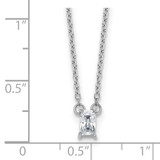 Sterling Silver Rhodium-plated Polished Emerald-cut CZ 16 Inch with 1.75 Inch Extension Necklace