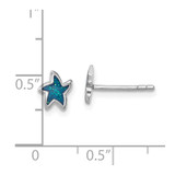 Sterling Silver Rhodium-plated Polished Enameled Starfish Post Earring