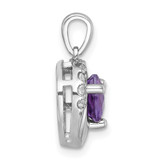 Sterling Silver Rhodium-plated Polished Fancy Amethyst and White Topaz Heart Pendant