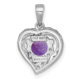 Sterling Silver Rhodium-plated Polished Fancy Amethyst and White Topaz Heart Pendant