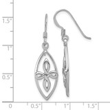 Sterling Silver Rhodium-plated Polished Fancy Celtic Knot Dangle Shepherd Hook Earrings
