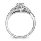 Sterling Silver Rhodium-plated Polished Fancy CZ Center Heart Size 7 Ring