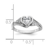 Sterling Silver Rhodium-plated Polished Fancy CZ Center Heart Size 8 Ring