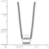Sterling Silver Rhodium-plated Polished Fancy CZ Cube 16 Inch with 2 Inch Extension Necklace