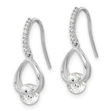 Sterling Silver Rhodium-plated Polished Fancy CZ Dangle Earrings