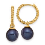 14k 7-8mm Black and White Freshwater Cultured Pearl Removable Dangle Hoop Earrings