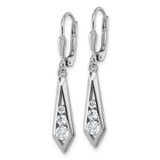 Sterling Silver Rhodium-plated Polished Fancy CZ Kite-shaped Leverback Earrings