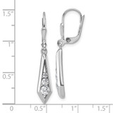 Sterling Silver Rhodium-plated Polished Fancy CZ Kite-shaped Leverback Earrings