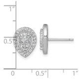 Sterling Silver Rhodium-plated Polished Fancy CZ Teardrop Halo Post Earrings