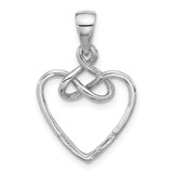 Sterling Silver Rhodium-Plated Polished Fancy Open Heart Pendant