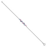 Sterling Silver Rhodium-plated Polished Fancy Pink and Purple Marquise CZ 7 Inch Bracelet