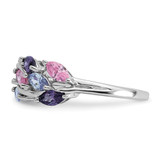 Sterling Silver Rhodium-plated Polished Fancy Pink and Purple Marquise CZ Size 8 Ring