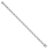 Sterling Silver Rhodium-plated Polished Fancy Princess and Emerald-cut CZ 7.25 Inch Bracelet