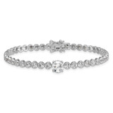 Sterling Silver Rhodium-plated Polished Fancy Round CZ 7.25 Inch Bracelet