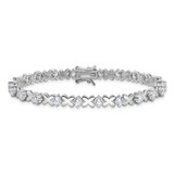Sterling Silver Rhodium-plated Polished Fancy X's CZ Tennis Bracelet
