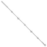 Sterling Silver Rhodium-plated Polished Five Puffed Hearts 7 inch with 1 inch Extender Bracelet